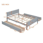 Full Pine Wood Platform Bed with 4 Drawers & Design