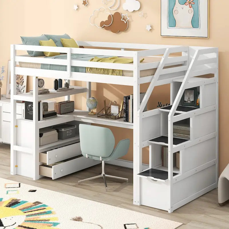 Twin Pine Loft Bed with Desk and Storage
