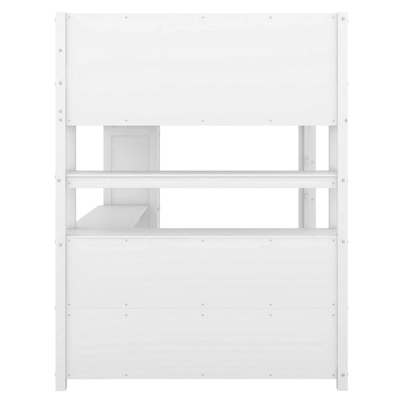 Hochbett aus Kiefernholz in Full Size mit Schrank und Schreibtisch