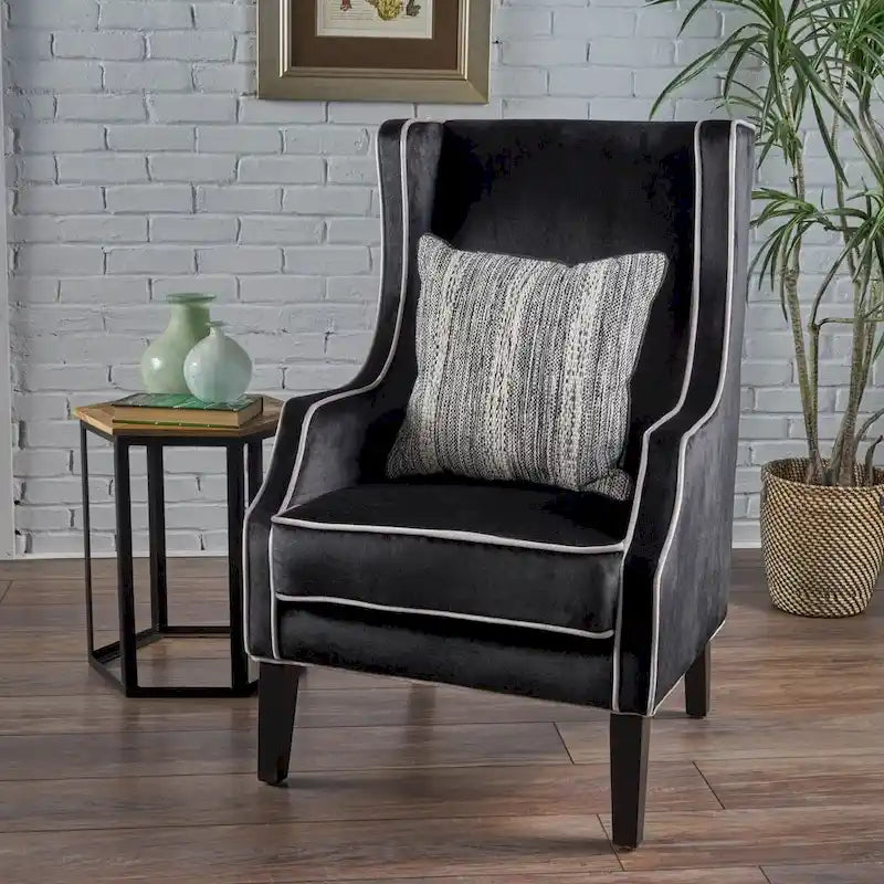 Traditional Two Toned Velvet Club Chair