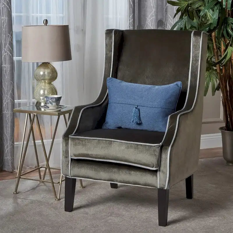 Traditional Two Toned Velvet Club Chair