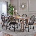 Farmhouse Cottage Wood Dining Table with 6 Chairs