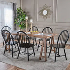 Farmhouse Cottage Wood Dining Table with 6 Chairs