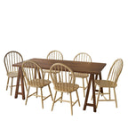Farmhouse Cottage Wood Dining Table with 6 Chairs