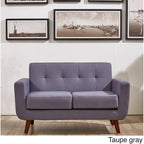Mid-Century Modern Button Tufted Fabric Loveseat