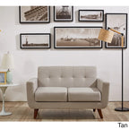 Mid-Century Modern Button Tufted Fabric Loveseat