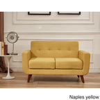 Mid-Century Modern Button Tufted Fabric Loveseat