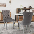 Tufted Velvet Dining Chair with Button Back, Nailhead Trim
