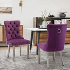 Tufted Velvet Dining Chair with Button Back, Nailhead Trim