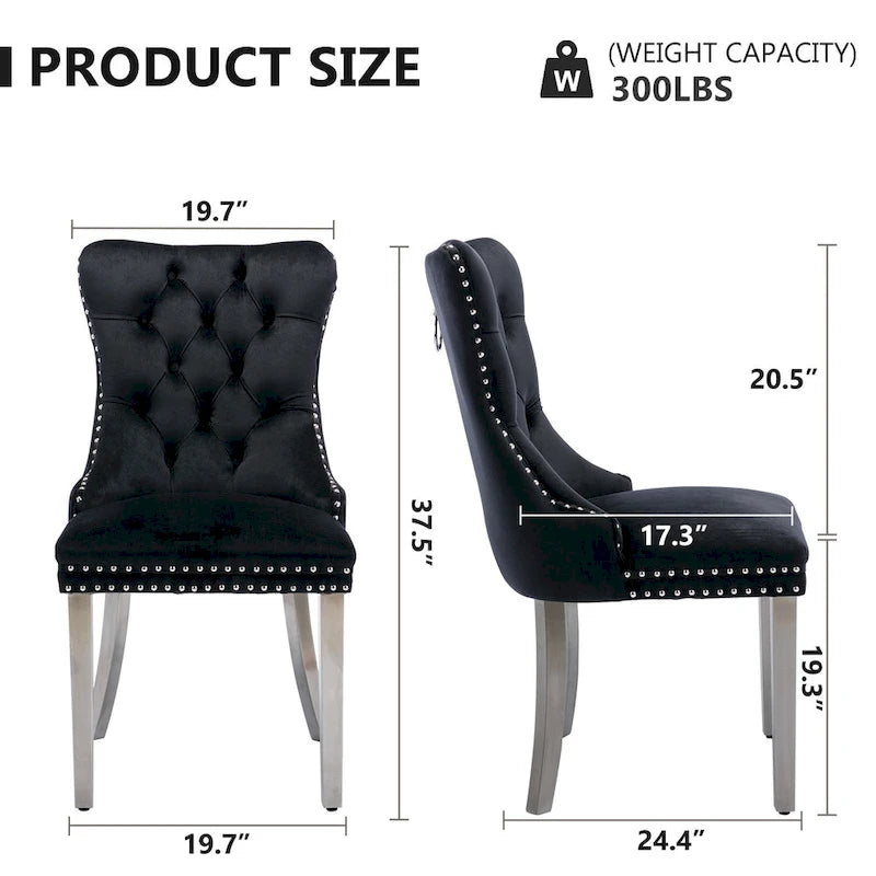 Tufted Velvet Dining Chair with Button Back, Nailhead Trim