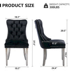 Tufted Velvet Dining Chair with Button Back, Nailhead Trim