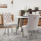 Tufted Velvet Dining Chair with Button Back, Nailhead Trim