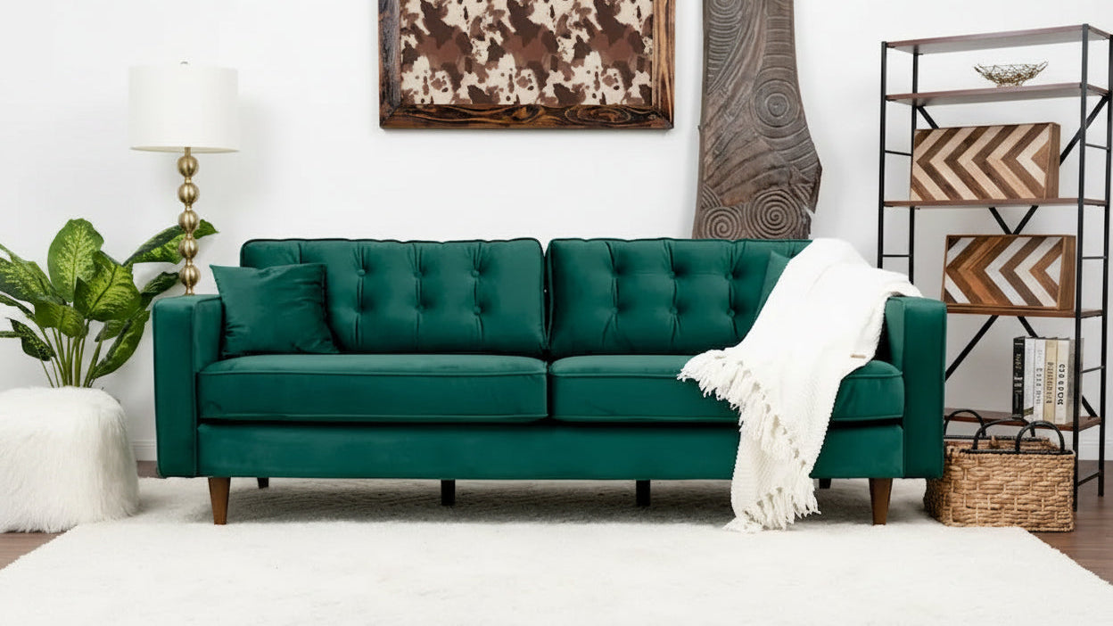 Mid Century Modern Velvet Living Room Couch