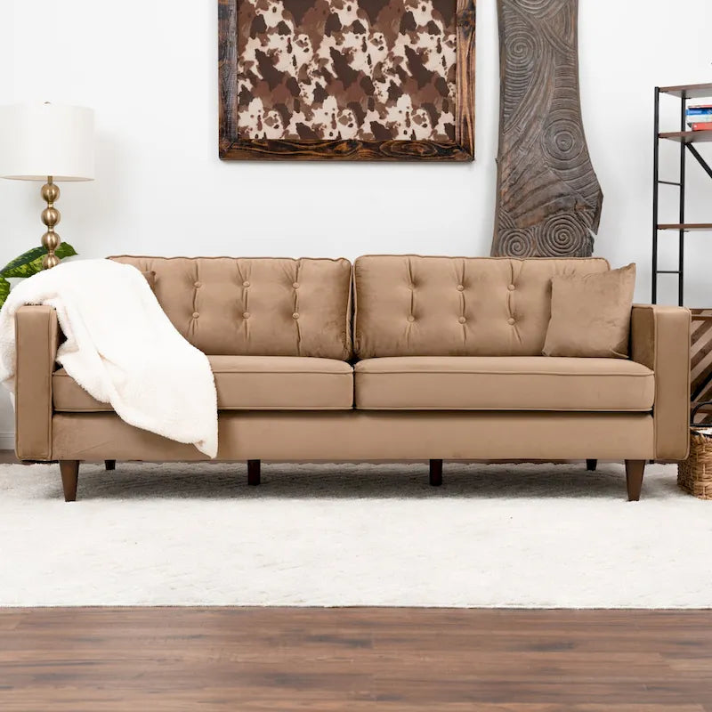 Mid Century Modern Velvet Living Room Couch
