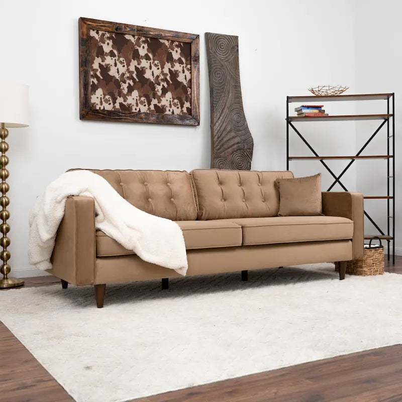 Mid Century Modern Velvet Living Room Couch