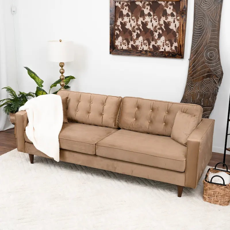 Mid Century Modern Velvet Living Room Couch