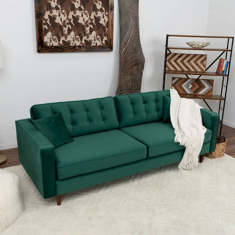 Mid Century Modern Velvet Living Room Couch