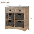 Storage Cabinet with 2 Drawers and 4 Classic Rattan Basket