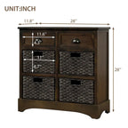 Storage Cabinet with 2 Drawers and 4 Classic Rattan Basket
