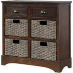 Storage Cabinet with 2 Drawers and 4 Classic Rattan Basket