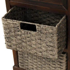 Storage Cabinet with 2 Drawers and 4 Classic Rattan Basket