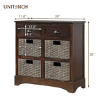 Storage Cabinet with 2 Drawers and 4 Classic Rattan Basket