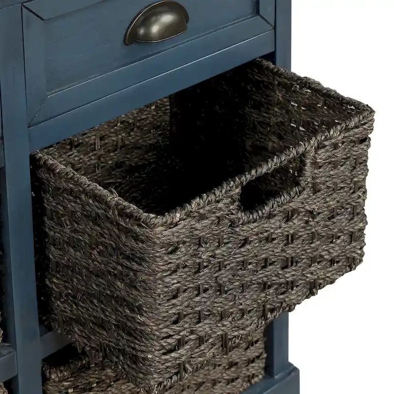 Storage Cabinet with 2 Drawers and 4 Classic Rattan Basket