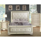 Modern Gold Faux Leather Padded Panel Bed