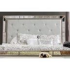 Modern Gold Faux Leather Padded Panel Bed