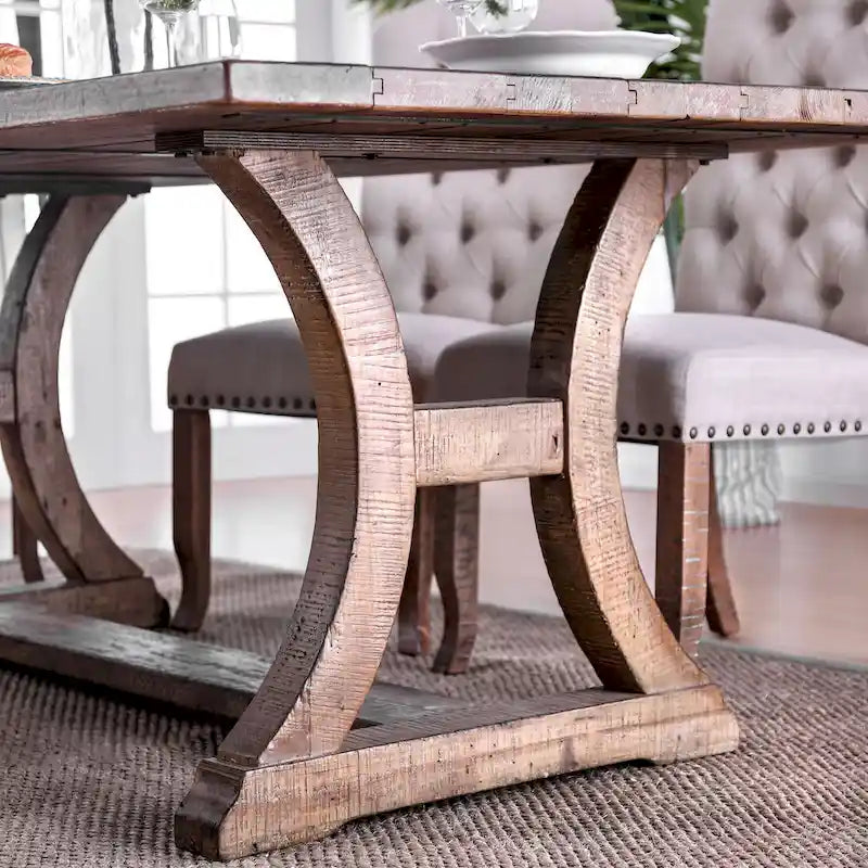 Rustic Pine Dining Table with 6 Chairs