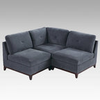 Chenille Fabric Modular Corner Sofa and Armless Chair