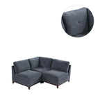 Chenille Fabric Modular Corner Sofa and Armless Chair