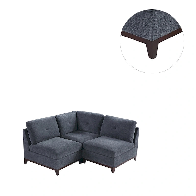Chenille Fabric Modular Corner Sofa and Armless Chair