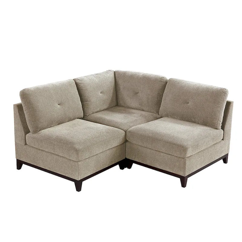 Chenille Fabric Modular Corner Sofa and Armless Chair