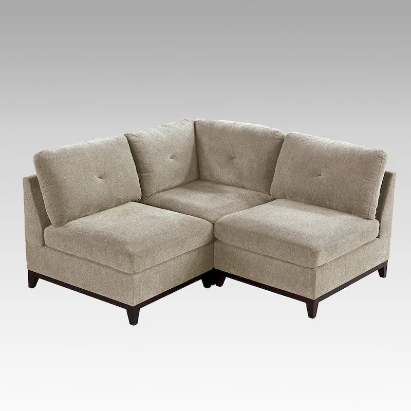 Chenille Fabric Modular Corner Sofa and Armless Chair