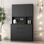 74 Freestanding Kitchen Pantry Cabinet Cupboard with 6 Doors,3 Shelves and 2 Drawer, Laundry Room Storage
