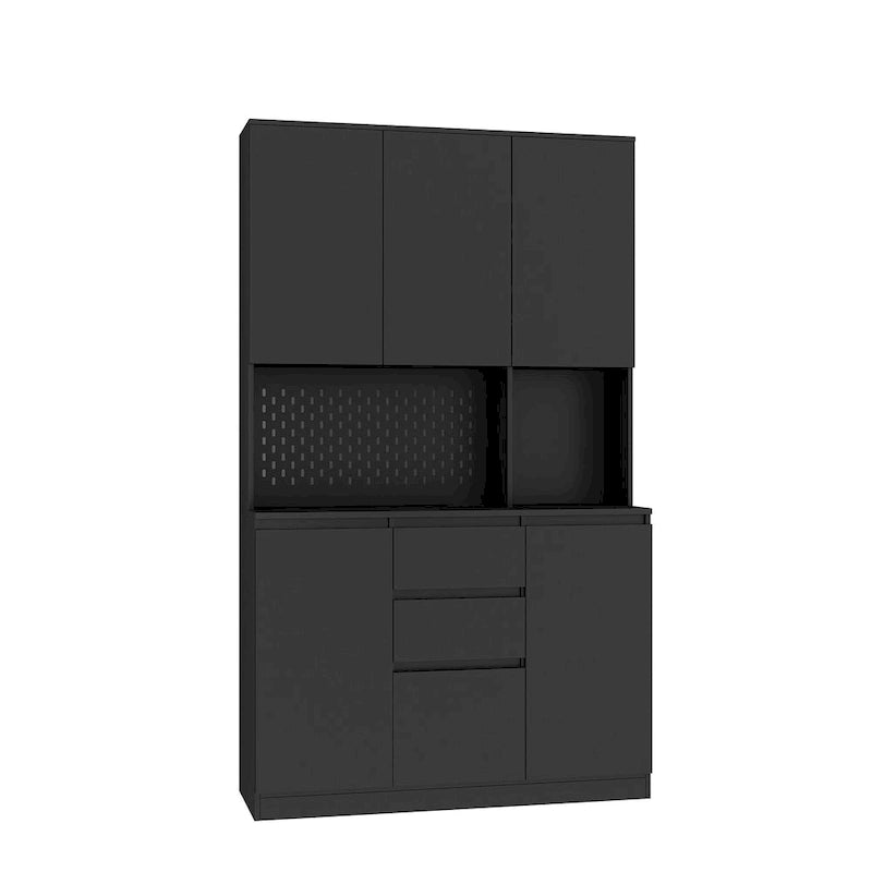 74 Freestanding Kitchen Pantry Cabinet Cupboard with 6 Doors,3 Shelves and 2 Drawer, Laundry Room Storage