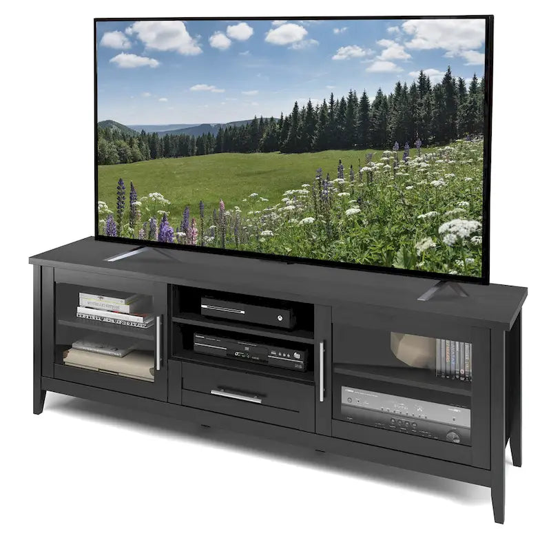 TV Stand with Glass Doors, for TVs up to 85"