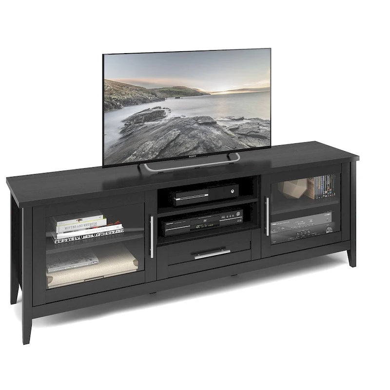 TV Stand with Glass Doors, for TVs up to 85"