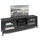 TV Stand with Glass Doors, for TVs up to 85"