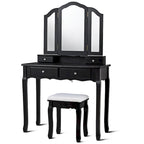 Makeup Dressing Table with Tri-Folding Mirror