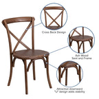 8' x 40 Rustic Folding Farm Table with 10 Cross Back Chairs and Cushions