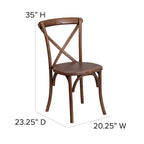 8' x 40 Rustic Folding Farm Table with 10 Cross Back Chairs and Cushions
