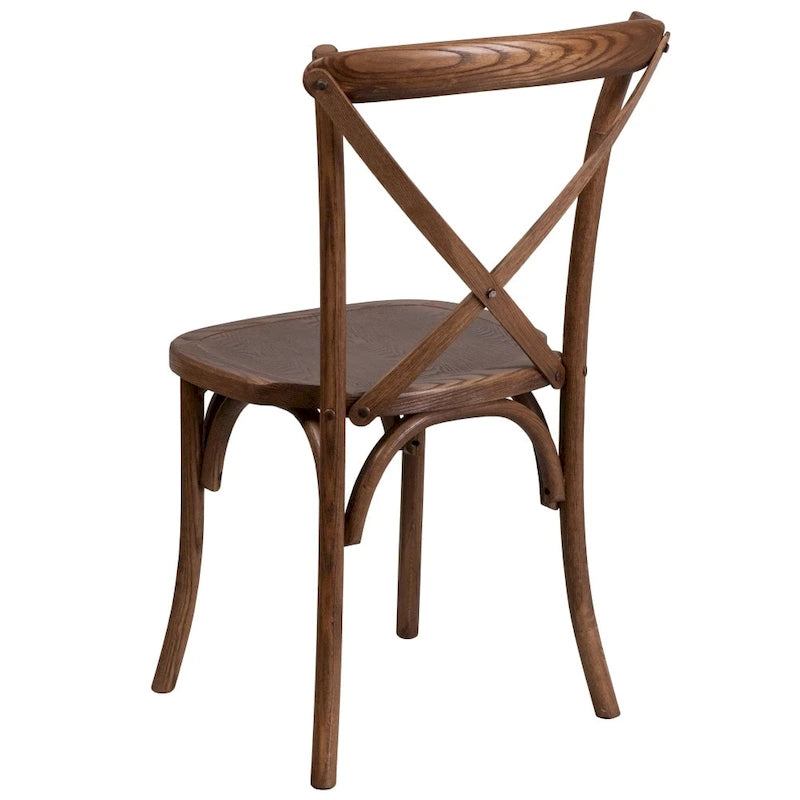 8' x 40 Rustic Folding Farm Table with 10 Cross Back Chairs and Cushions