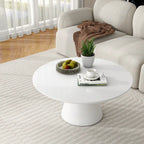 Modern Cone Coffee Table for Living Room, High Gloss Finish, 35.4in Diameter, Black or White