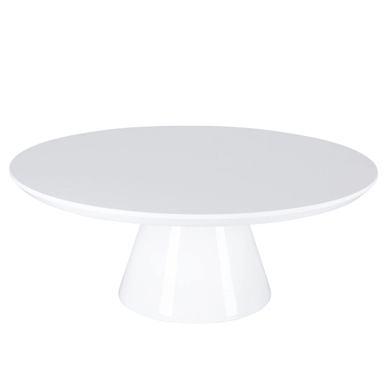 Modern Cone Coffee Table for Living Room, High Gloss Finish, 35.4in Diameter, Black or White