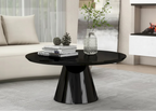 Modern Cone Coffee Table for Living Room, High Gloss Finish, 35.4in Diameter, Black or White