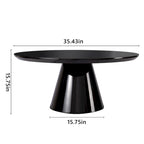 Modern Cone Coffee Table for Living Room, High Gloss Finish, 35.4in Diameter, Black or White
