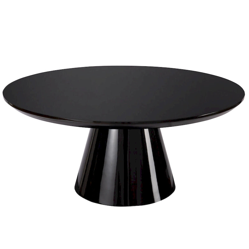 Modern Cone Coffee Table for Living Room, High Gloss Finish, 35.4in Diameter, Black or White