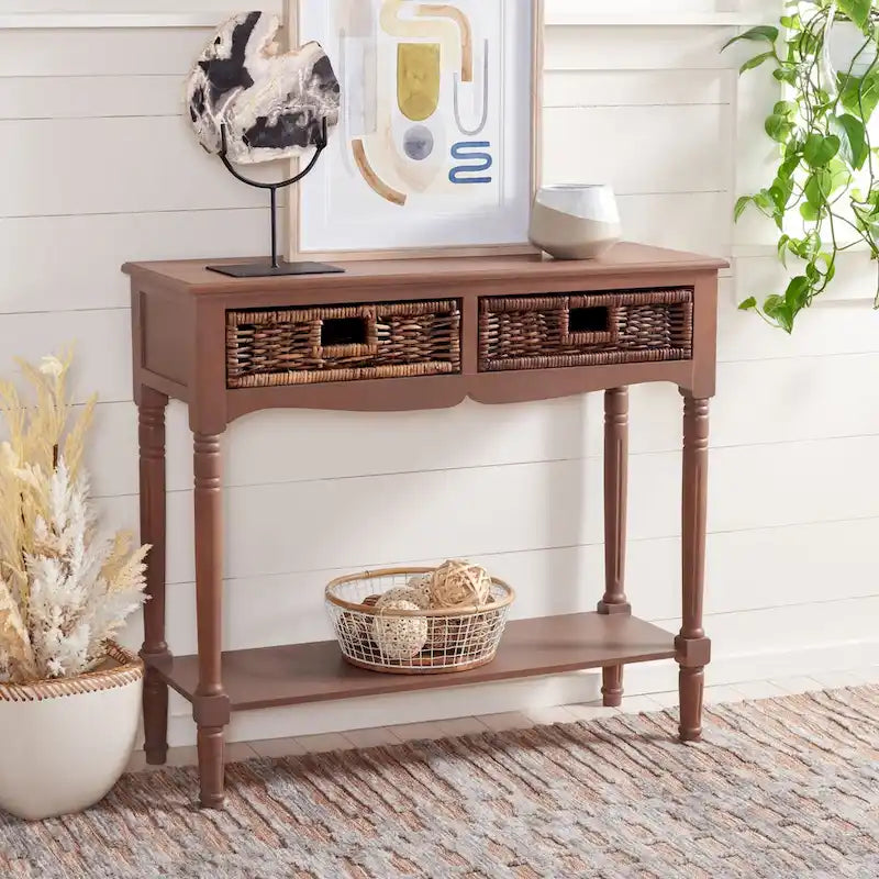 Brown Console - 35.8 x 13 x 31.9 - 36Wx13Dx32H